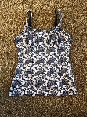 Ruby Ribbon Black & Cream Printed Camisole Tank